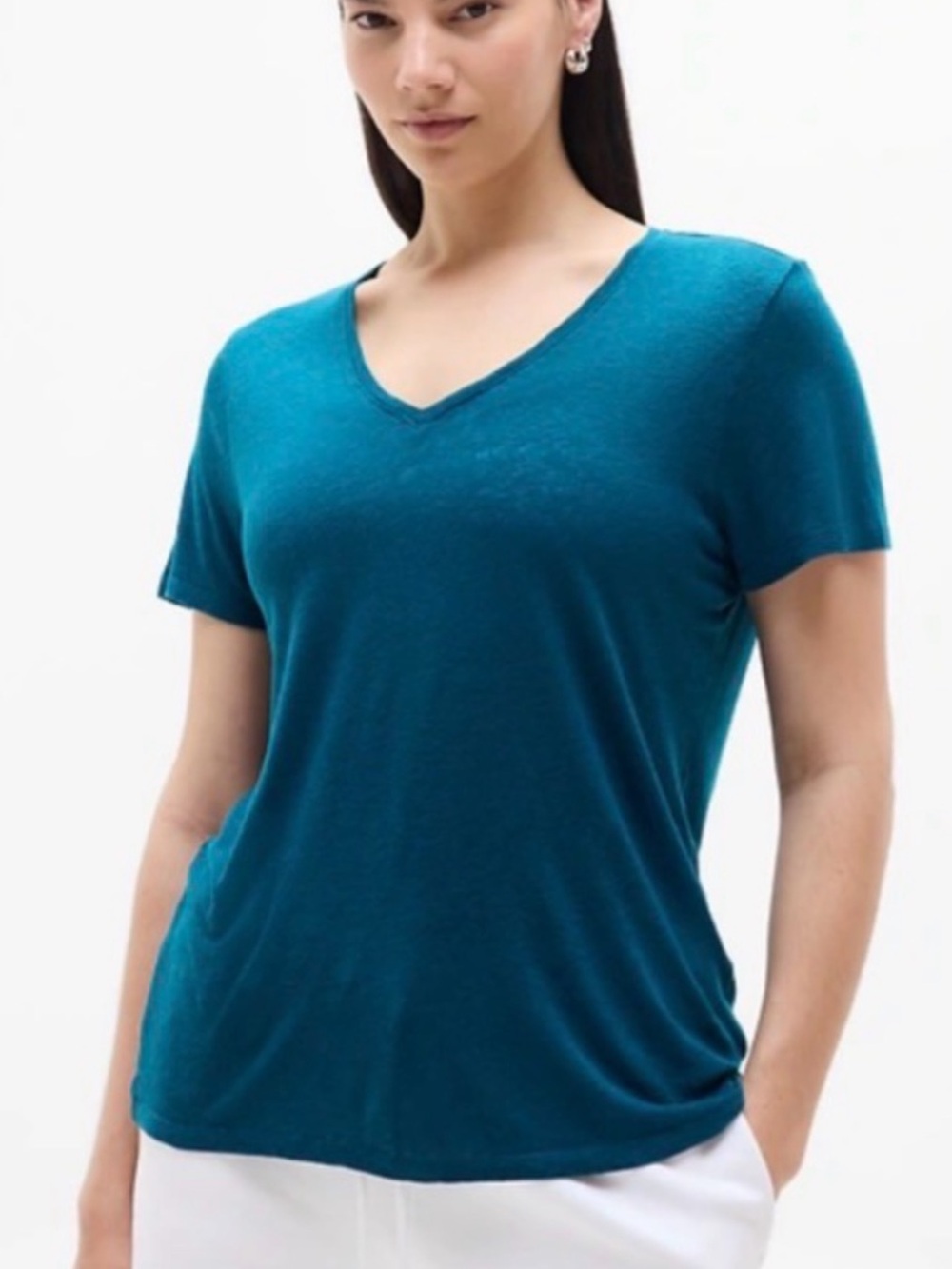 Athleta Teal V-Neck Short Sleeve Tee